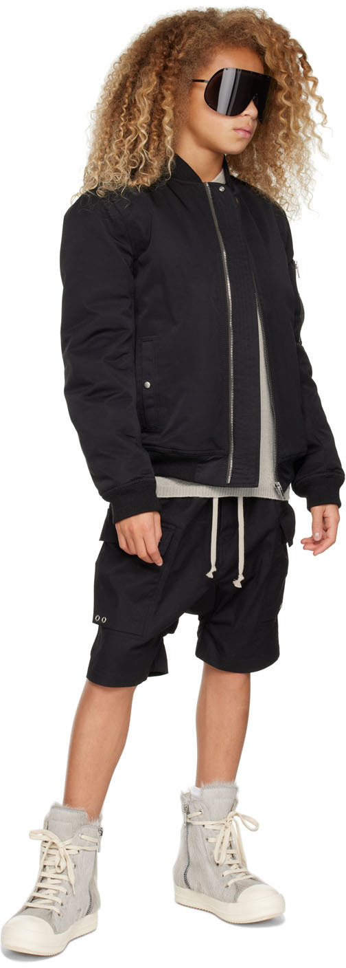 Rick Owens Kids Black Pods Cargo Shorts In 09 Black