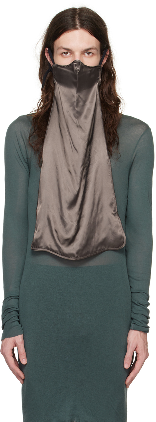 Taupe Long Face Mask by Rick Owens on Sale