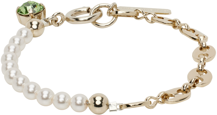 Ssense Femme Accessoires Bijoux Bracelets Mini bracelet blanc cassé à perles 