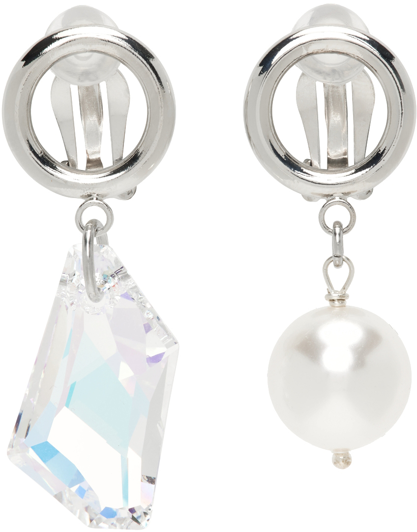 Justine Clenquet SSENSE Exclusive Silver & Multicolor Laura Clip-On Earrings