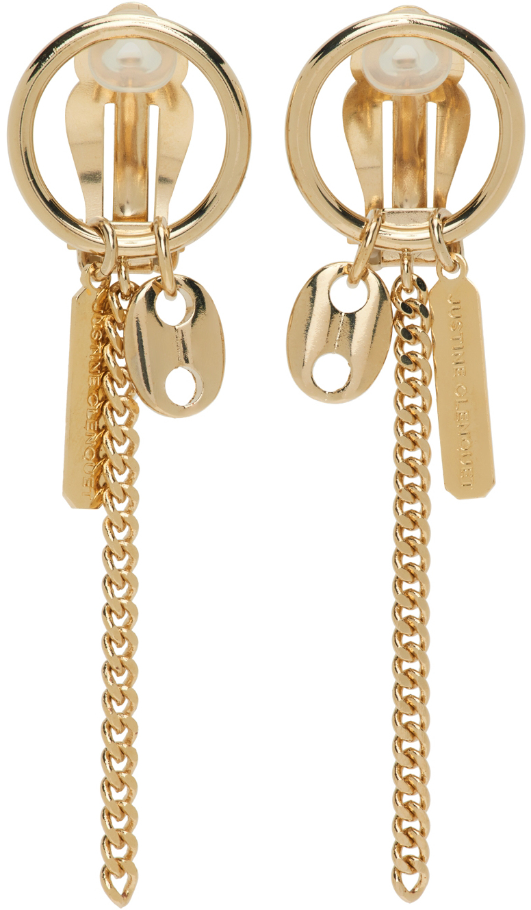 Justine Clenquet SSENSE Exclusive Gold Rita Clip-On Earrings