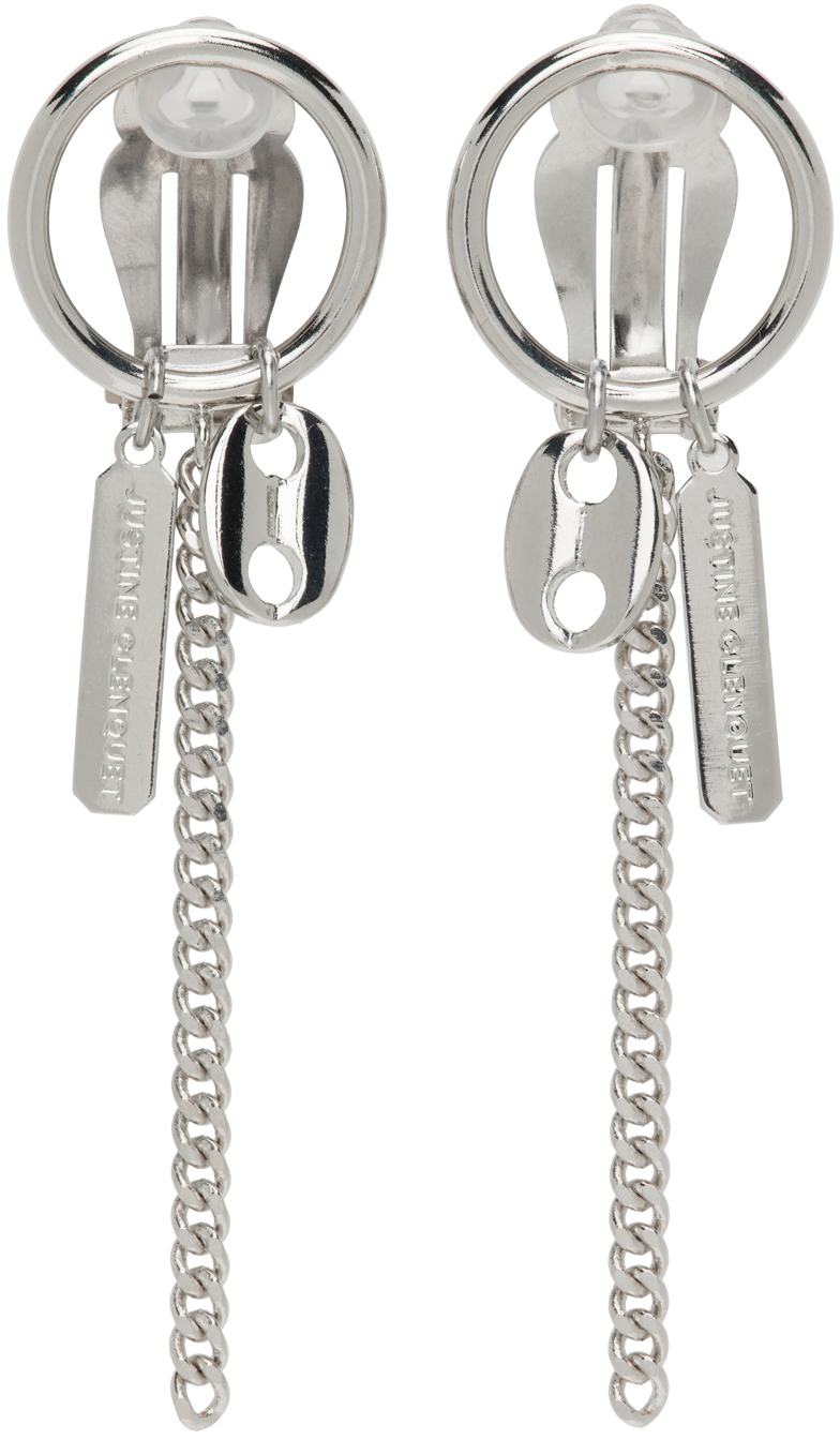 Justine Clenquet SSENSE Exclusive Silver Rita Clip-On Earrings