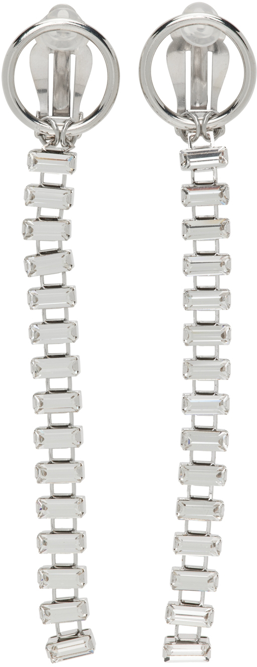 Justine Clenquet SSENSE Exclusive Silver Patti Clip-On Earrings
