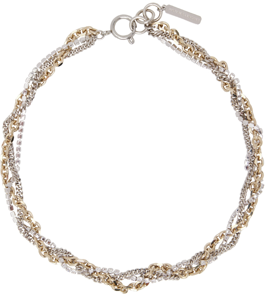 Gold & Silver Lily Necklace by Justine Clenquet on Sale