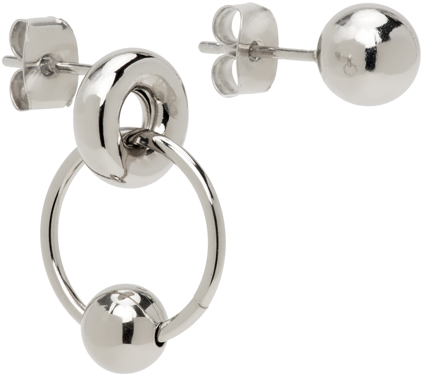 SSENSE Men Accessories Jewelry Earrings Studs Silver Rose Earring 