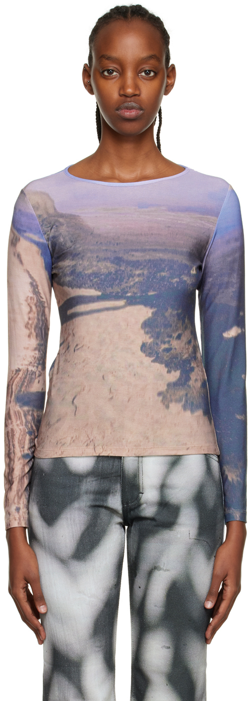 Serapis Blue Oil Sand Long Sleeve T-shirt In Print