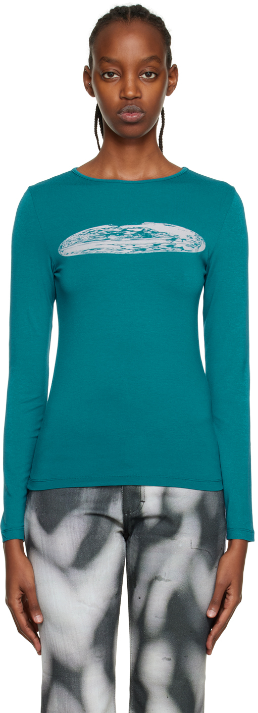 Serapis Blue Globe Long Sleeve T-shirt In Petrol Blue