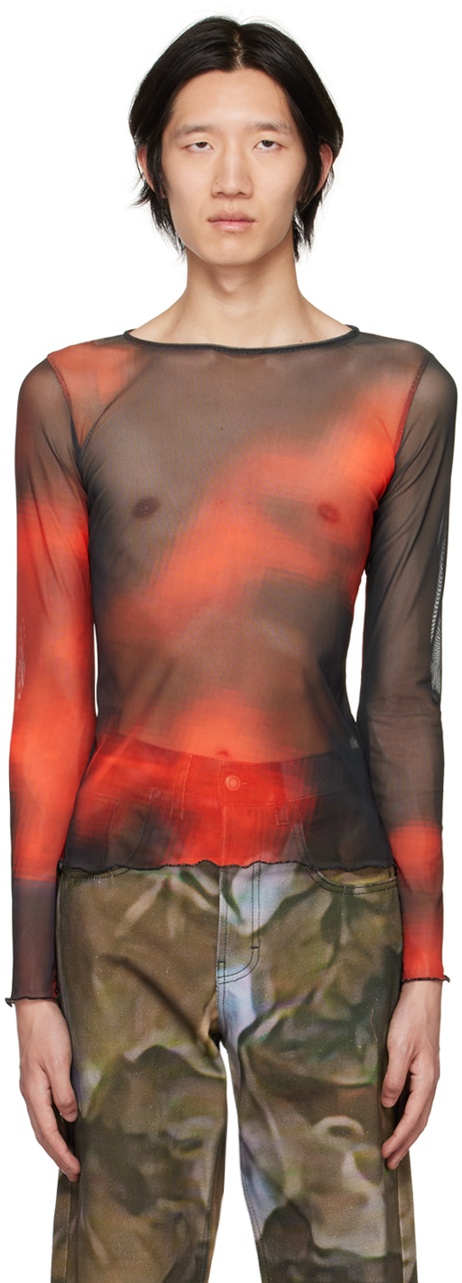 SSENSE Exclusive Orange & Black Lava Long Sleeve T-Shirt