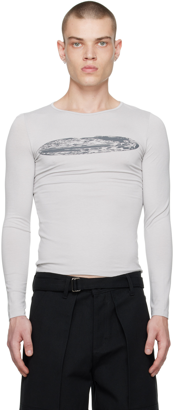 Gray Drape Long Sleeve T-Shirt Ssense Uomo Abbigliamento Top e t-shirt Top 