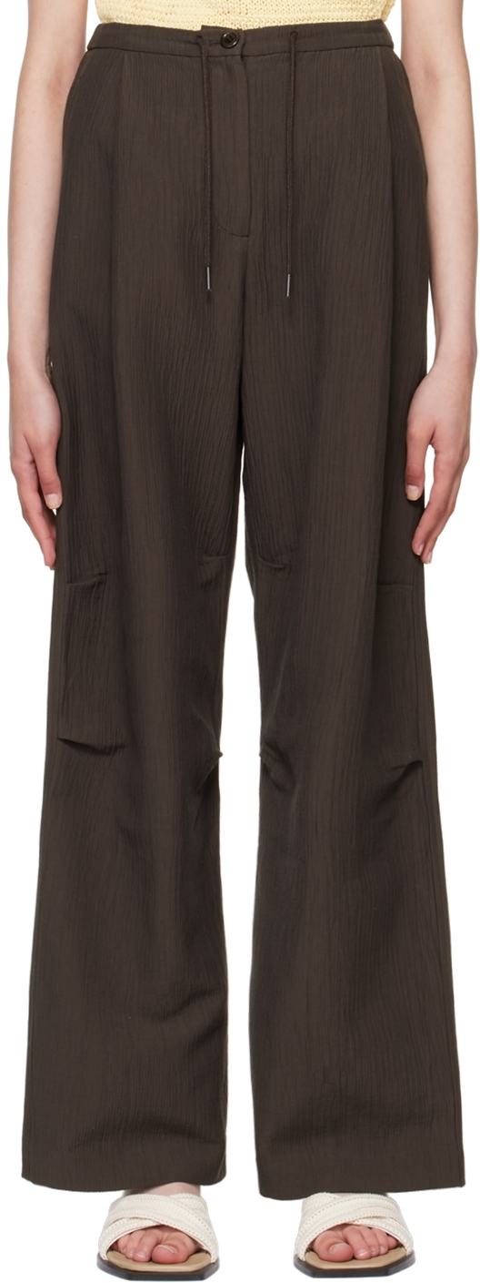 Brown Crinkled Trousers