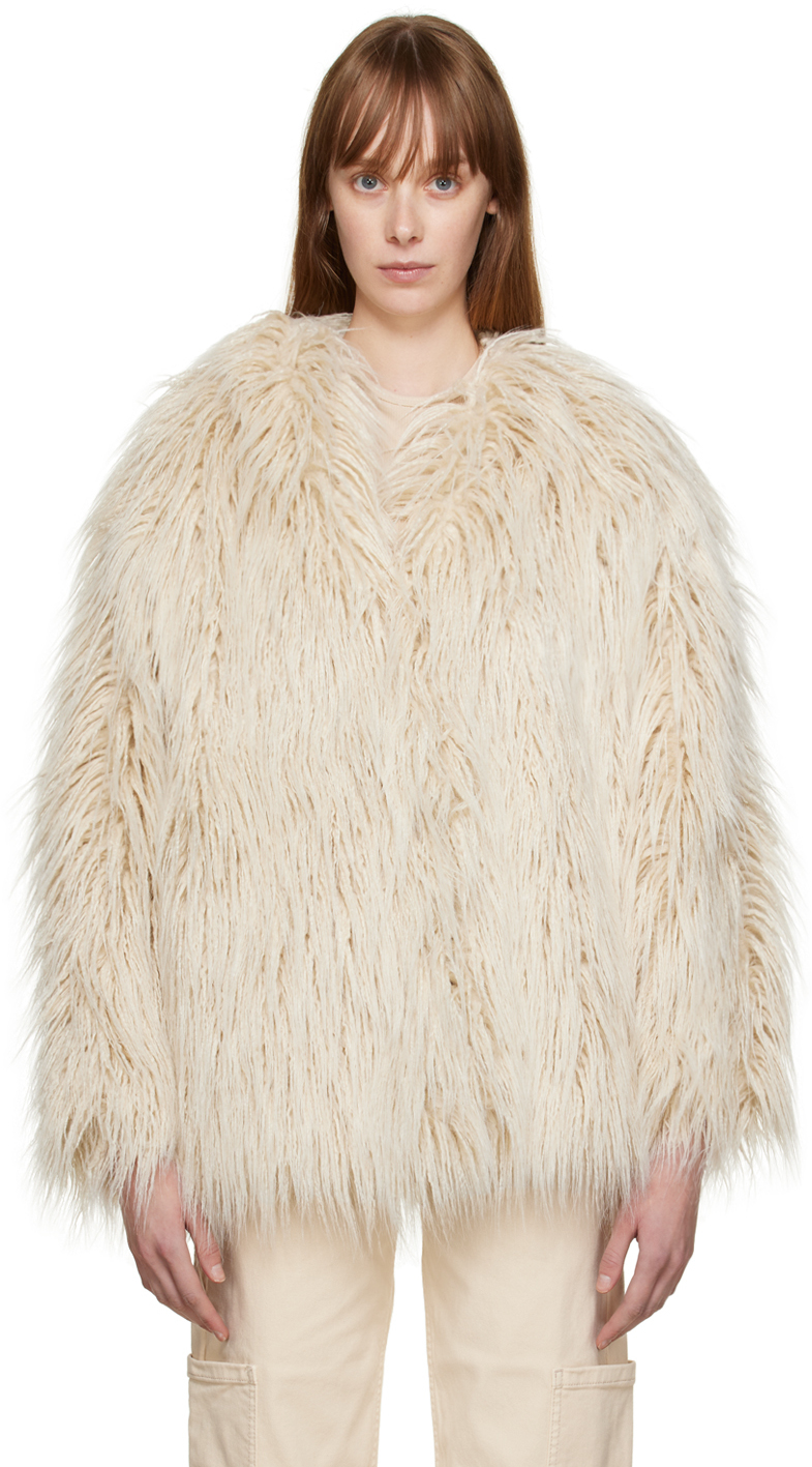 Off-White Faux-Fur Jacket by HALFBOY on Sale