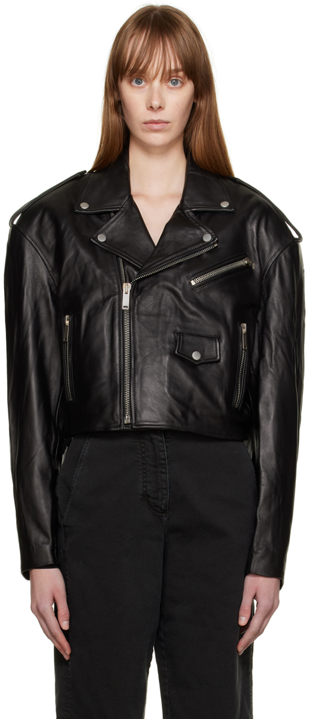 HALFBOY Black Chiodo Crop Leather Jacket