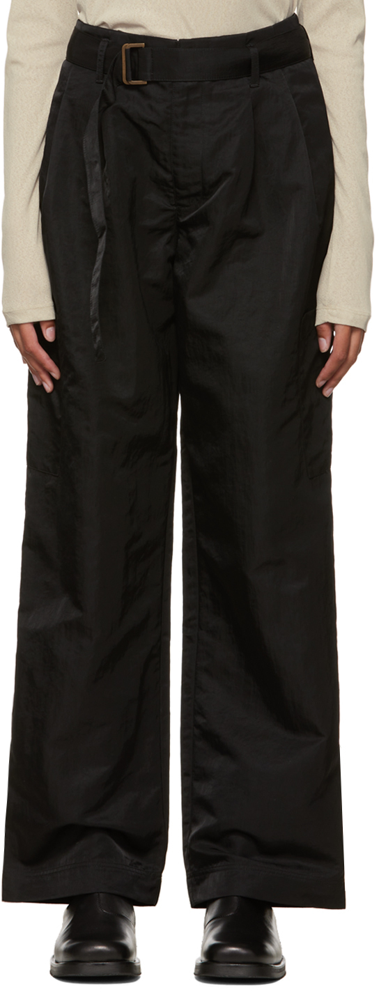 Black Cinch Belt Trousers