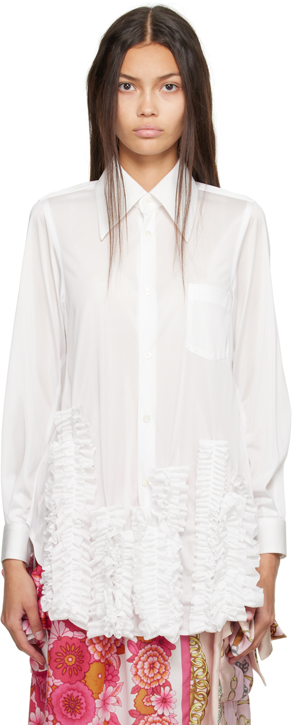 White Ruffle Shirt by Comme des Garçons on Sale