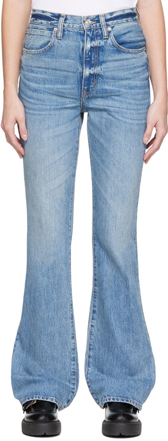 Blue High-Rise Bootcut Jeans