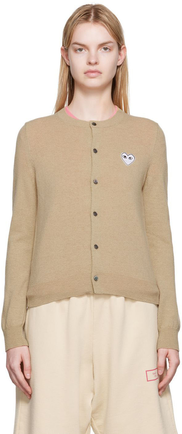 COMME des GARÇONS PLAY Tan Heart Patch Cardigan