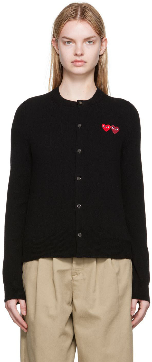 COMME des GARÇONS PLAY Black Double Heart Patch Cardigan