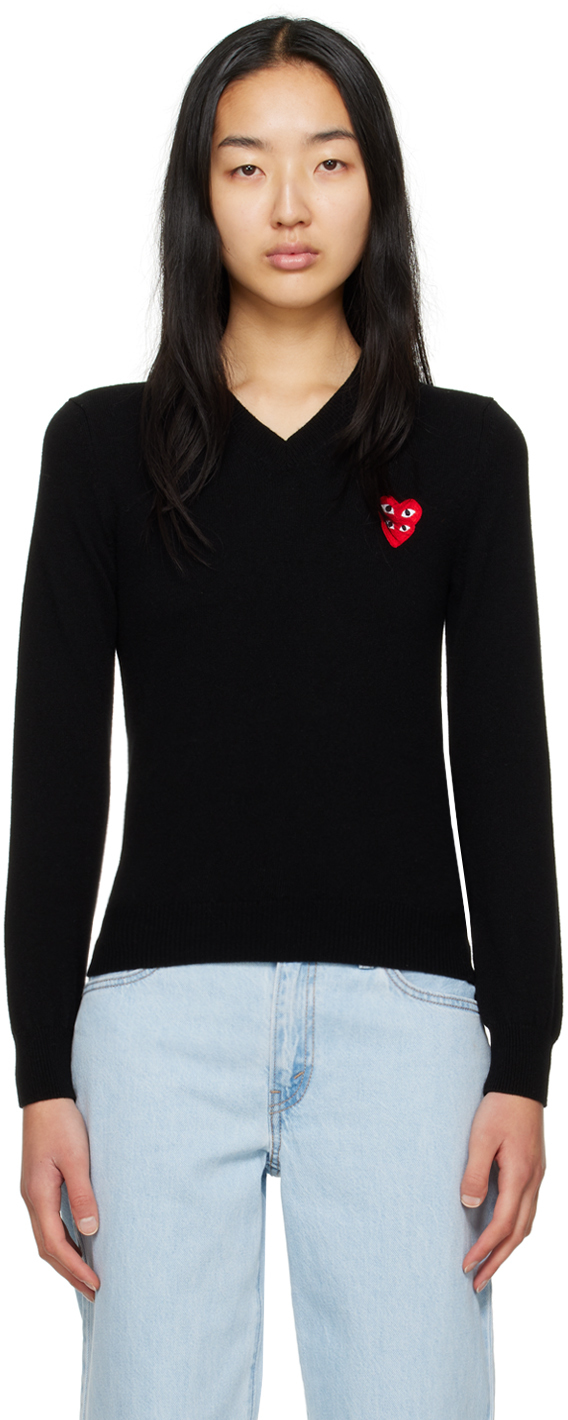 Black Overlapping Heart Sweater 