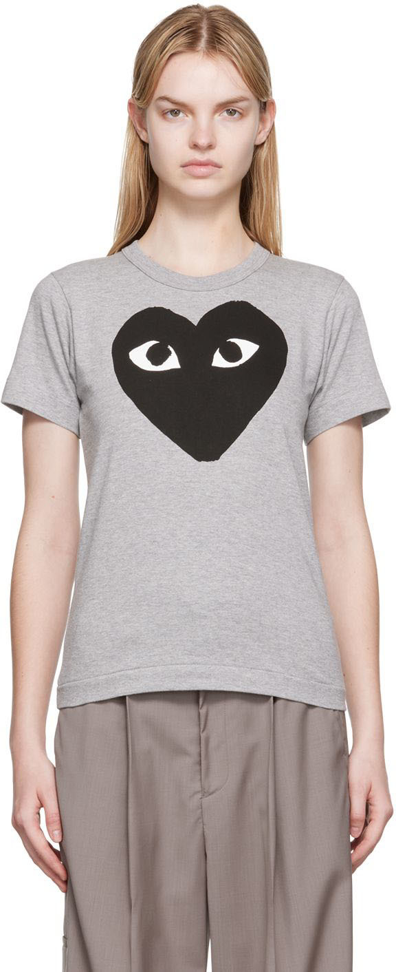 Comme des Garçons Play Gray & Black Large Heart T-Shirt