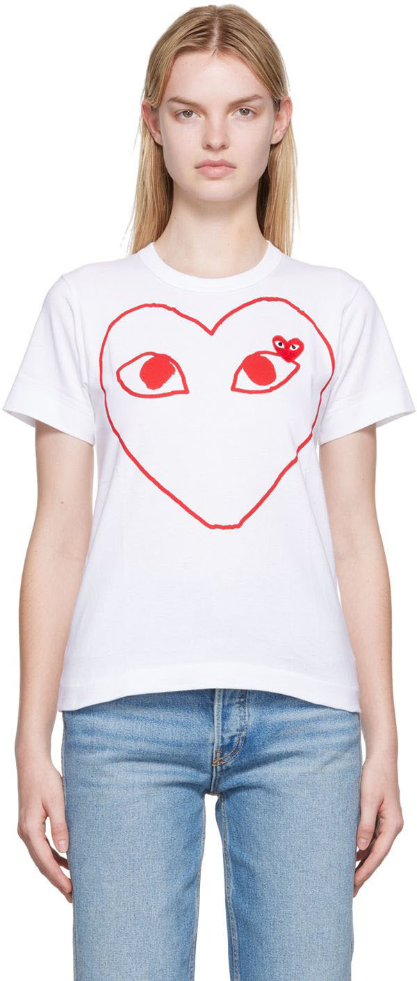 Comme des Garçons Play White Outline Heart T-Shirt