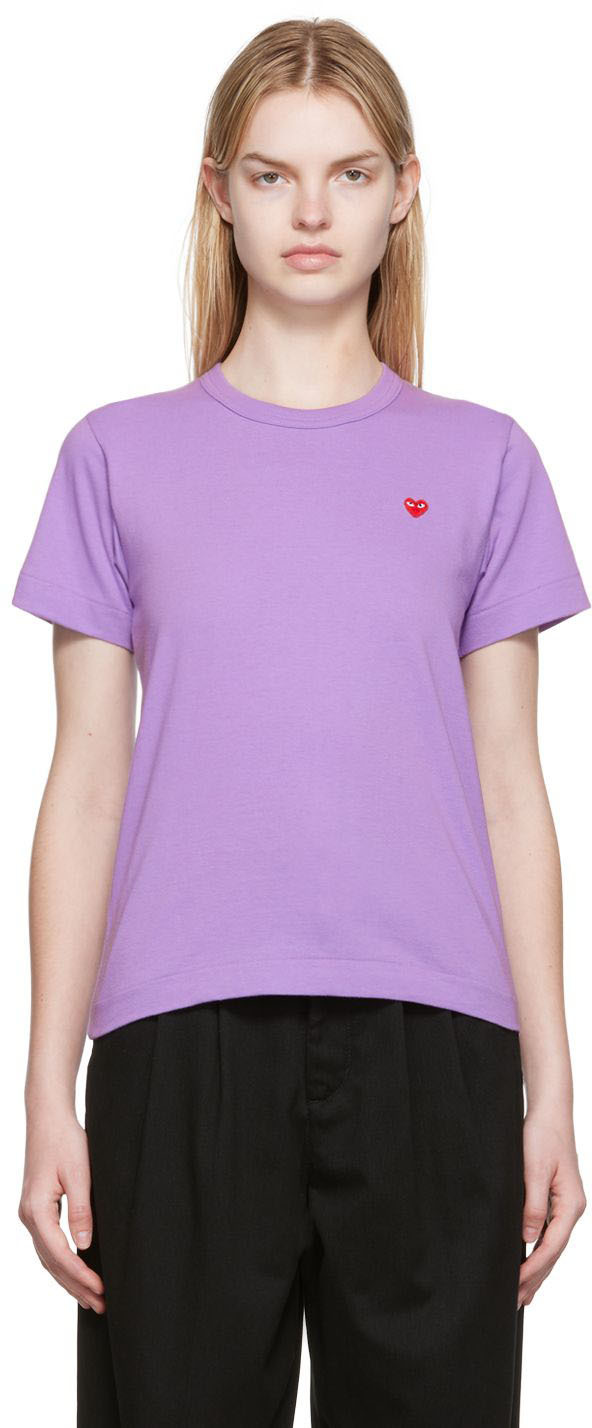 COMME des GARÇONS PLAY Purple Small Heart Patch T-Shirt