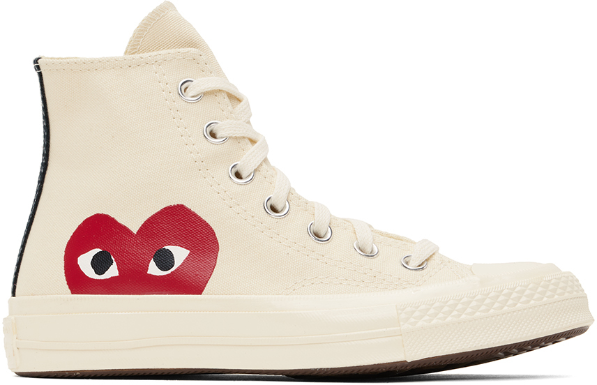 Comme Des Garçons Play Off-white Converse Edition Chuck 70 Hi Sneakers In Beige