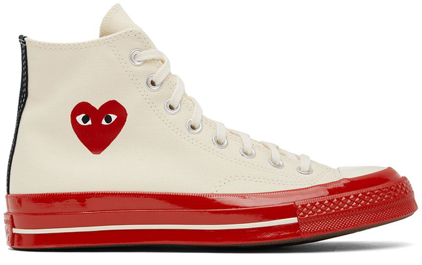 COMME des GARÇONS PLAY Off-White & Red Converse Edition Chuck 70 Sneakers