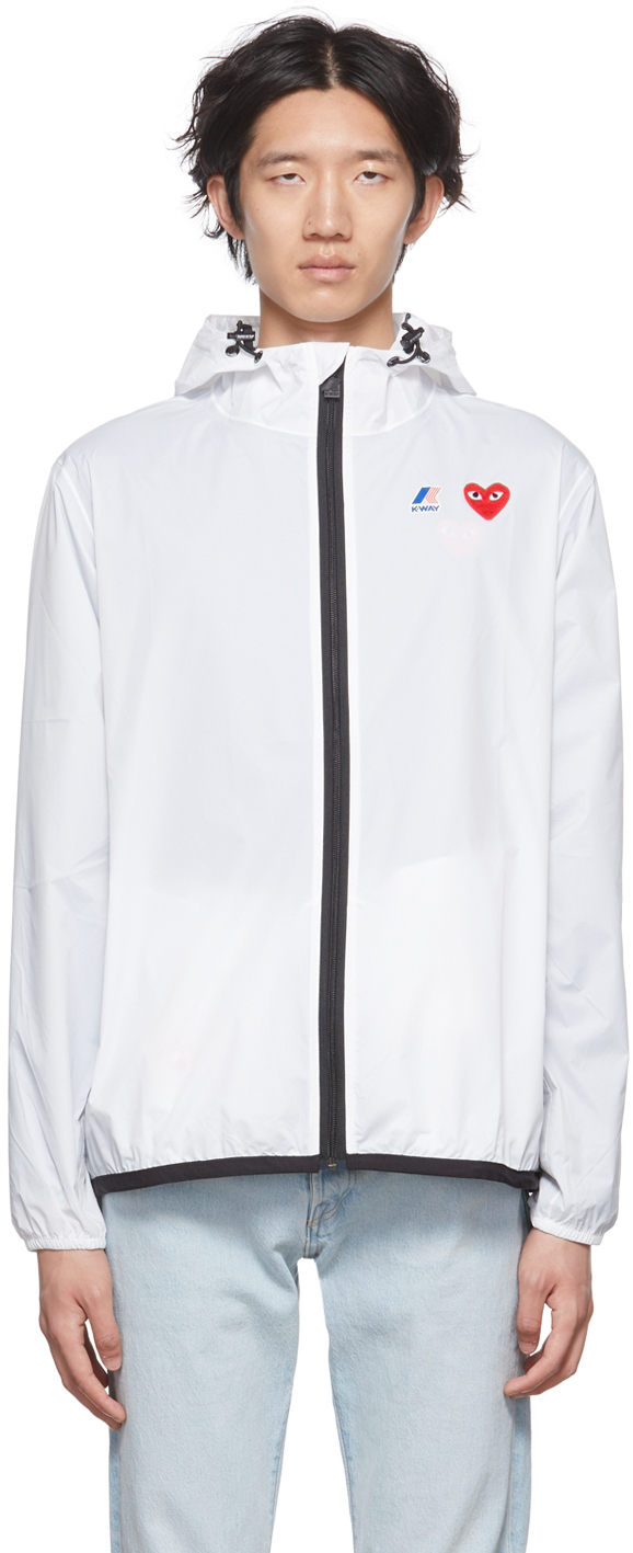 White K Way Edition Nylon Jacket by COMME des GARCONS PLAY on Sale