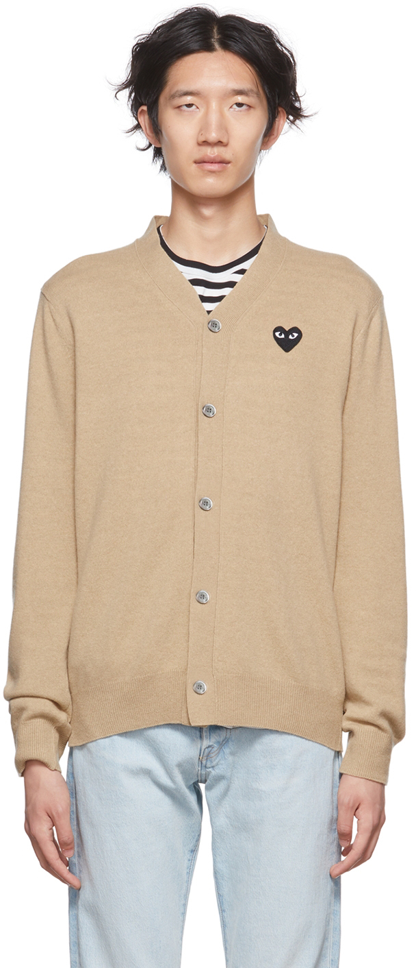 COMME des GARÇONS PLAY: Beige Heart Cardigan | SSENSE Canada