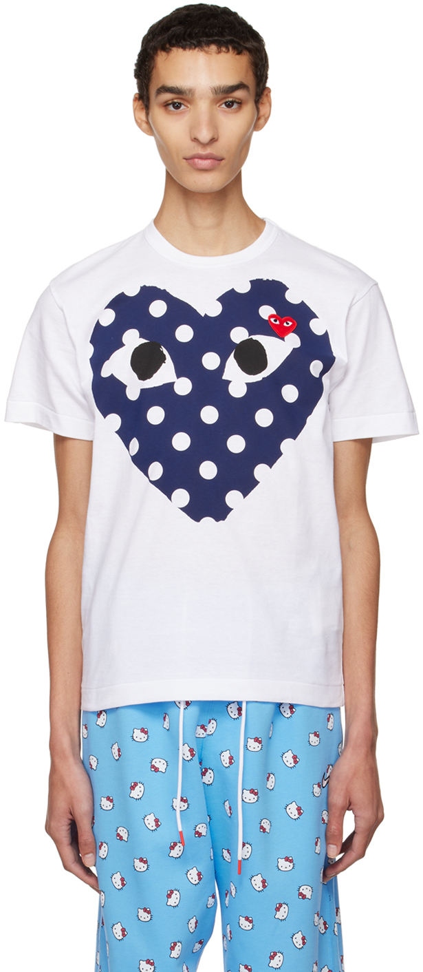 COMME des GARÇONS PLAY White Polka Dot Heart T-Shirt