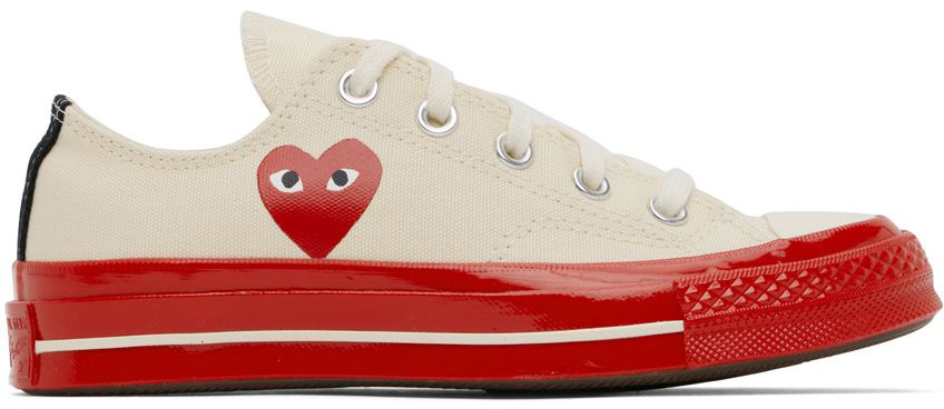 Comme des Garçons Play Off-White & Red Converse Edition Chuck 70 Sneakers