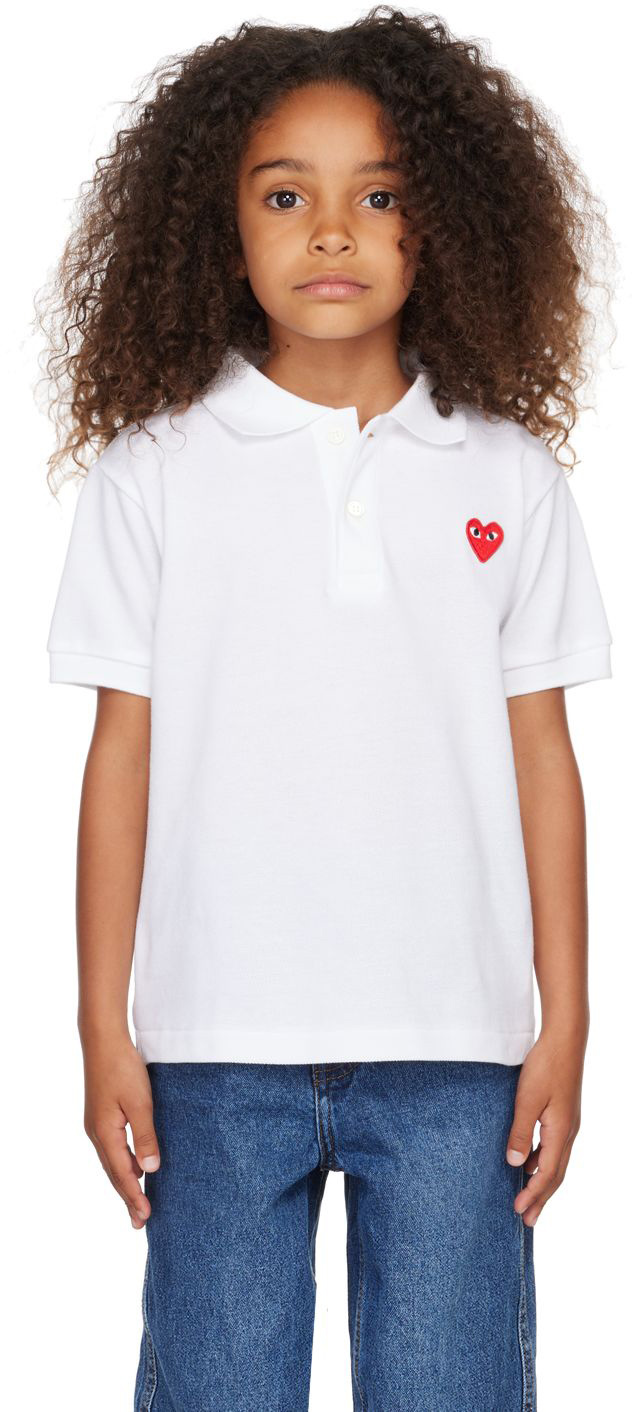 SSENSE Clothing T-shirts Polo Shirts Kids White Heart Patch Polo 