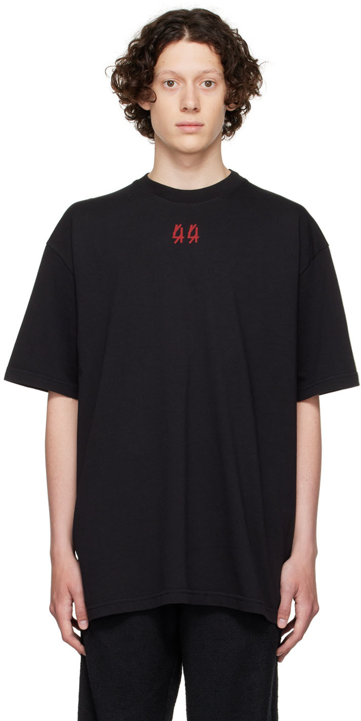 44 LABEL GROUP BLACK COTTON T-SHIRT