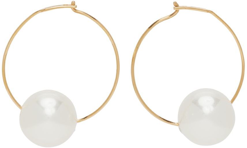 Jil Sander Gold Faux-Pearl Earrings