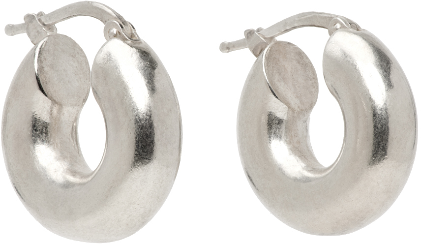 Jil Sander Silver Classic Round Earrings
