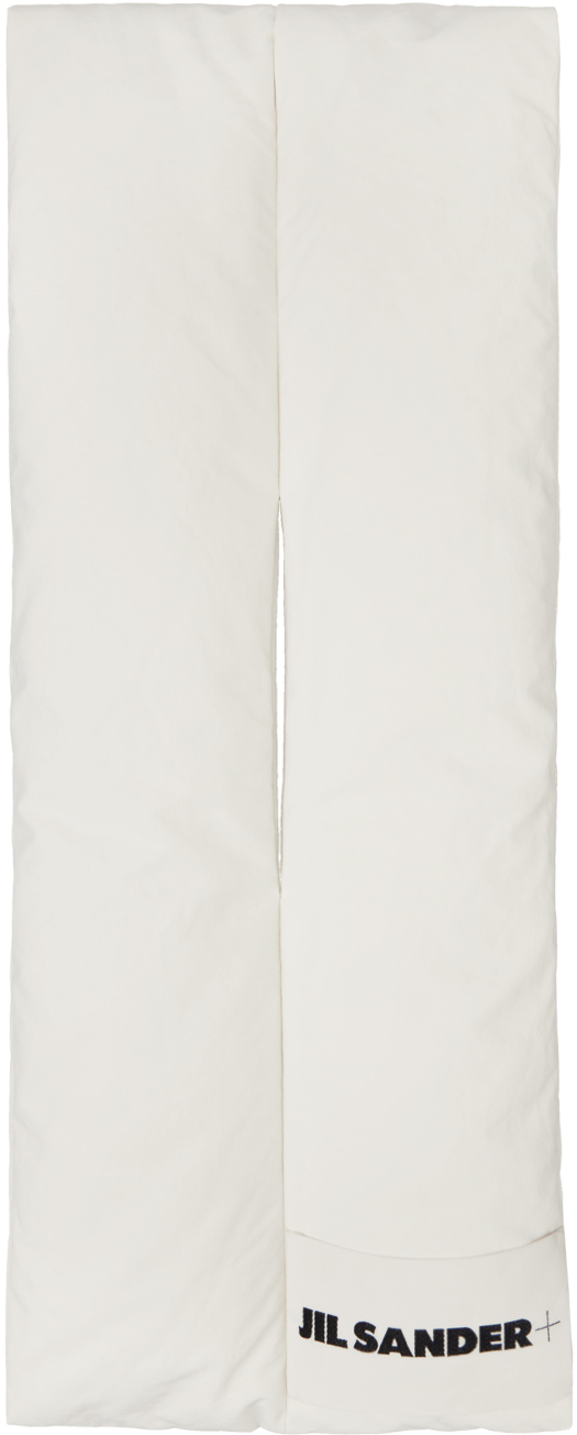 Jil Sander Red Quilted Down Puffer Scarf with Logo Patch main image 1