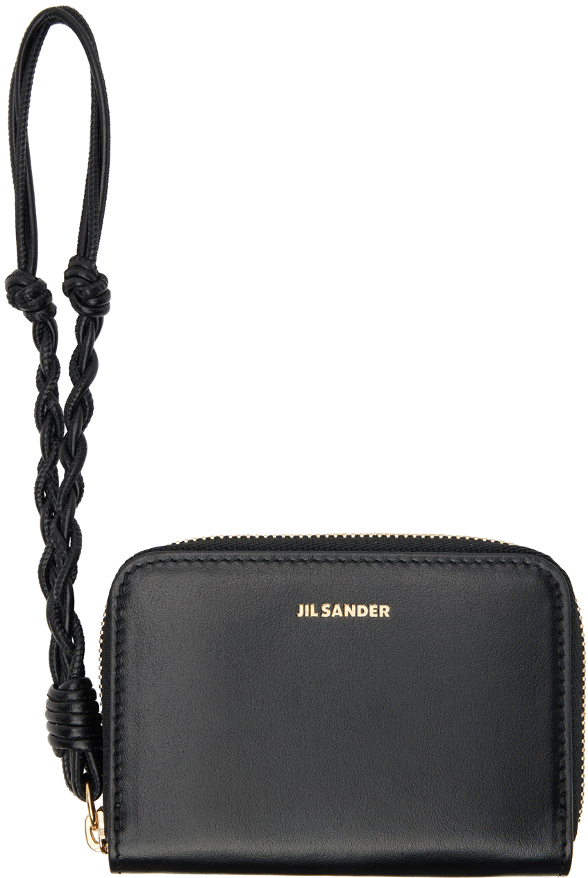 Jil Sander: Black Zip-Around Small Wallet | SSENSE Canada