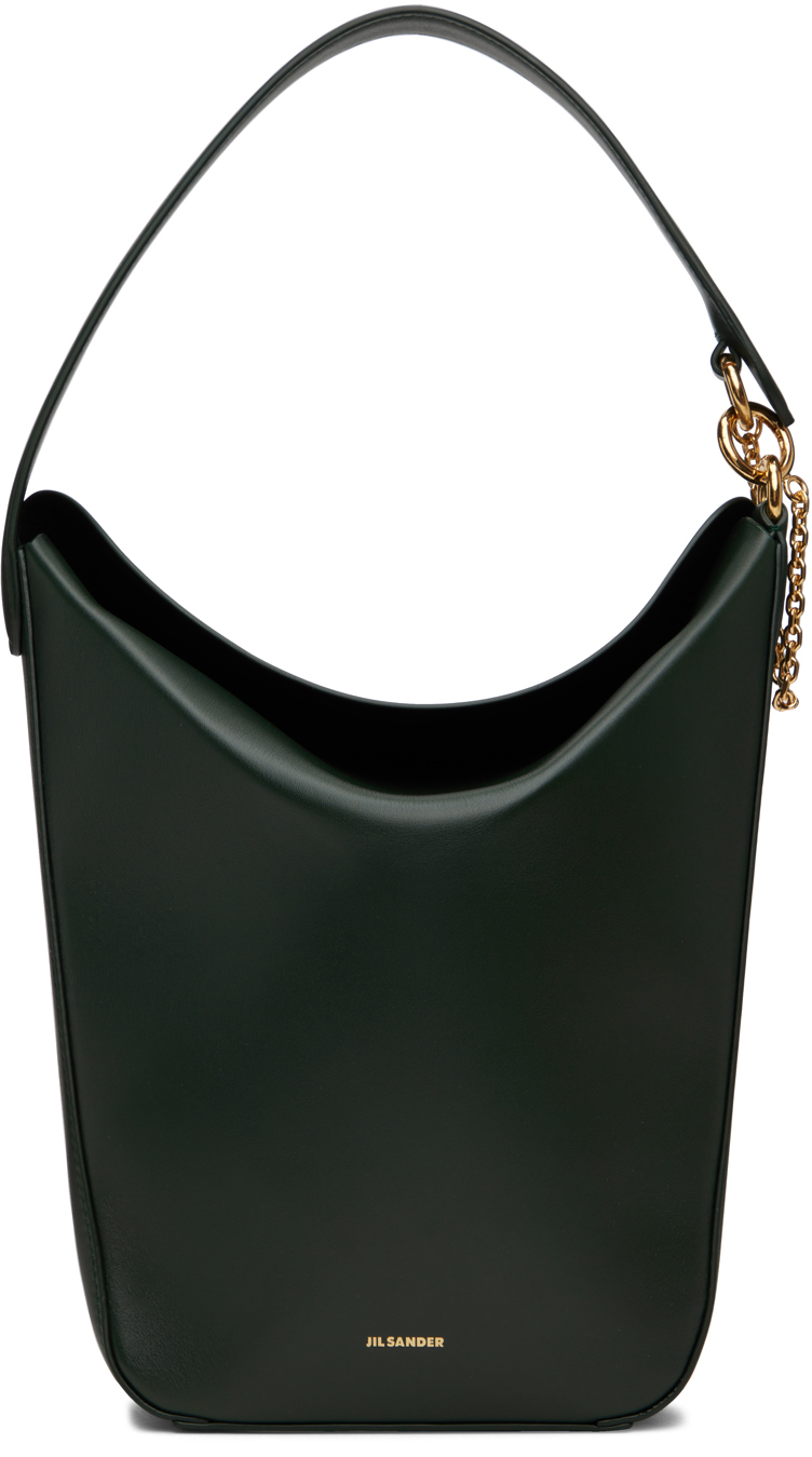 Jil Sander Green Small Fortune Tote In 301 Forest Green