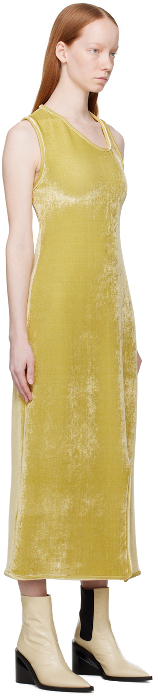 Jil Sander Yellow Asymmetric Midi Dress In 738 Ochre