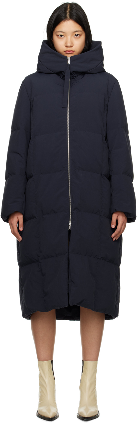 JIL SANDER NAVY HOODED DOWN JACKET