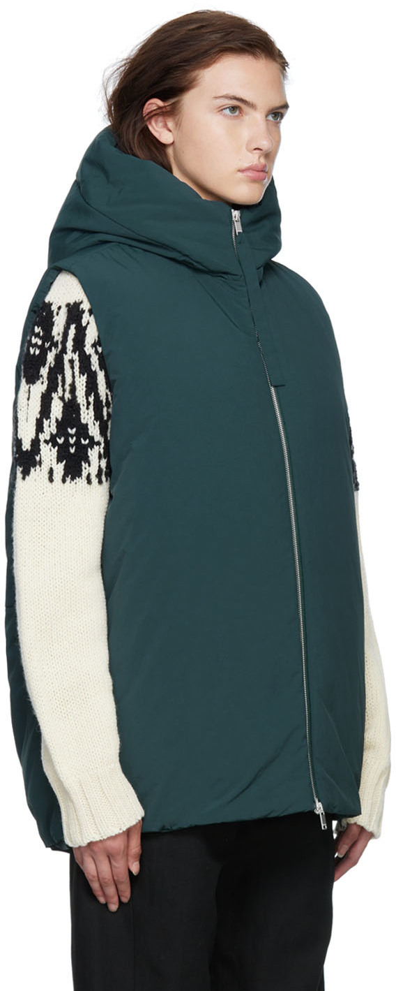 Jil Sander Green Gilet Down Vest In 301 Dark Green