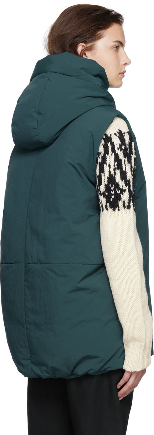 Jil Sander Green Gilet Down Vest In 301 Dark Green