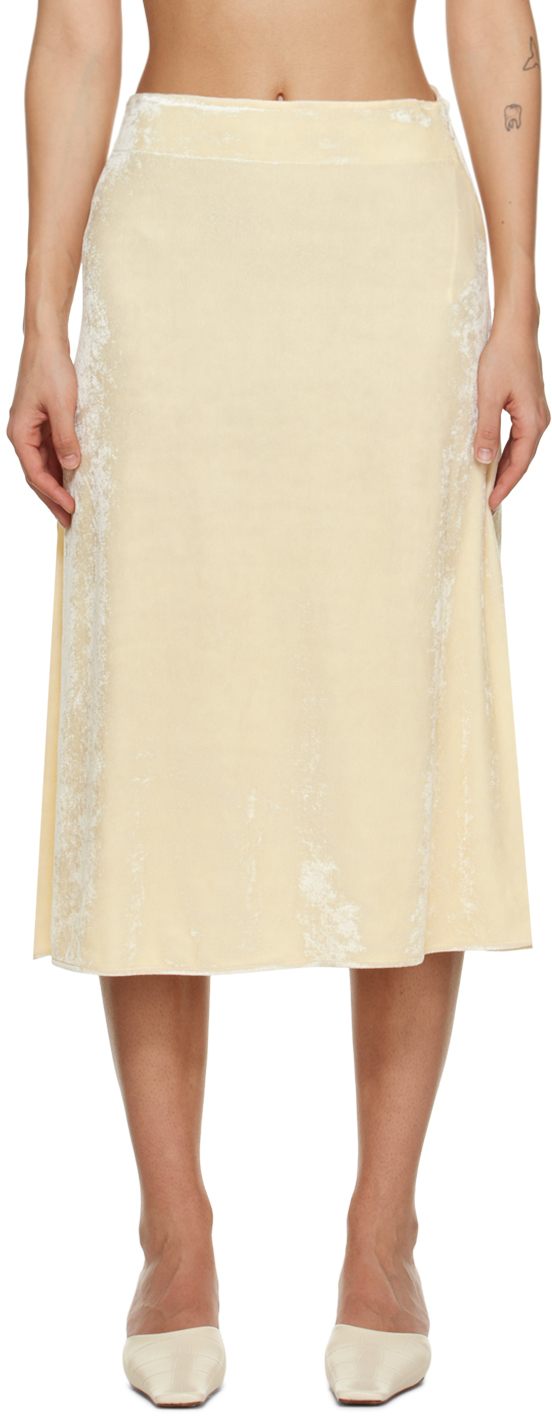 Jil Sander Olive Green Viscose A-line High Waist Midi Skirt