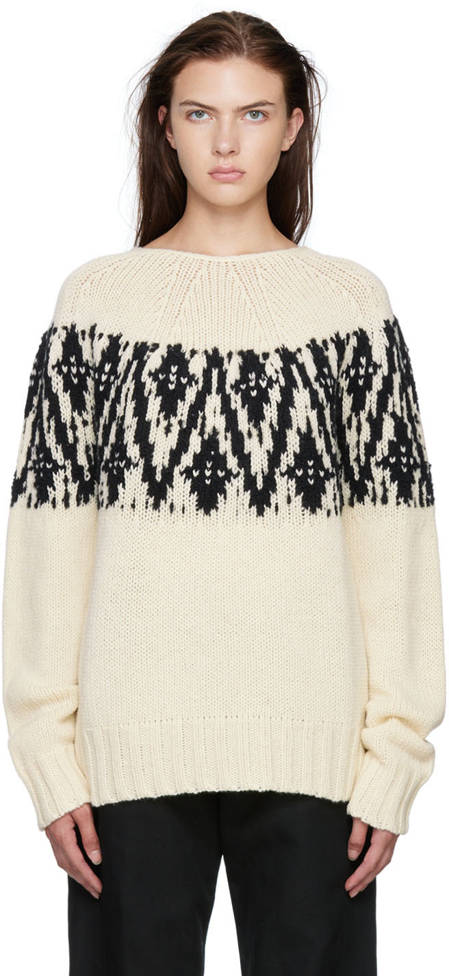 Womens Jumpers and knitwear Jil Sander Jumpers and knitwear Jil Sander Wool & Alpaca Knit Crewneck Sweater in Beige White 