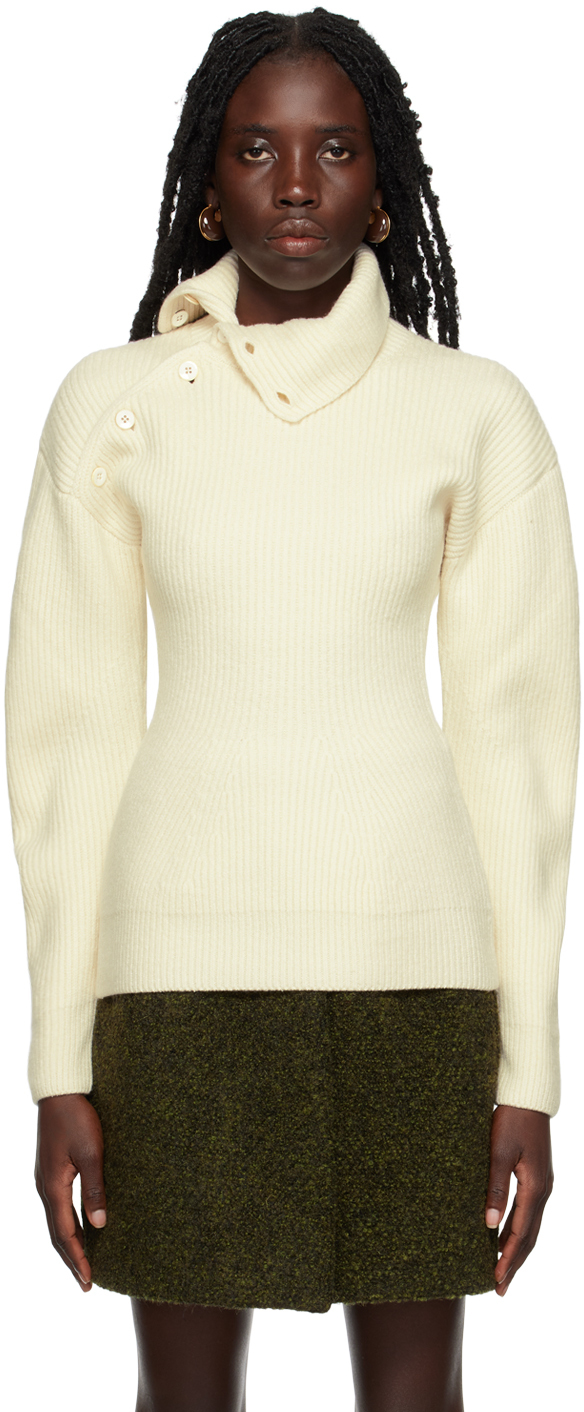 Jil Sander: Off-White High-Neck Sweater | SSENSE