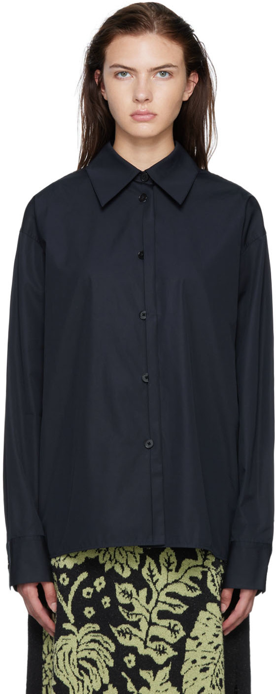 Robe-chemise en laine à col oversize Laines Jil Sander en coloris Neutre Femme Vêtements Tops Chemises 