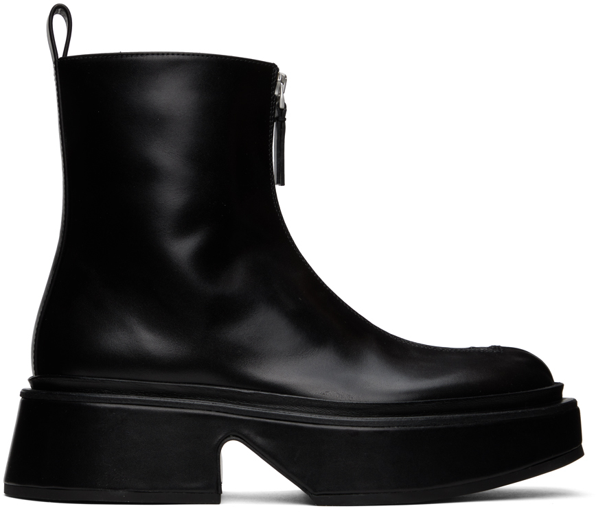 Jil Sander Black Wedge Platform Boots