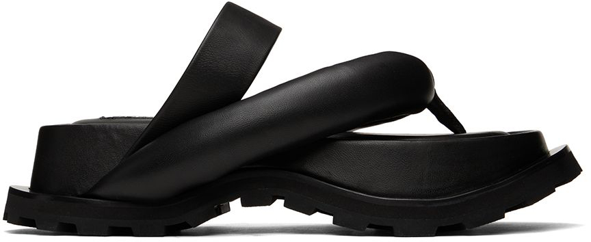Jil Sander Black Oversize Strap Platform Sandals