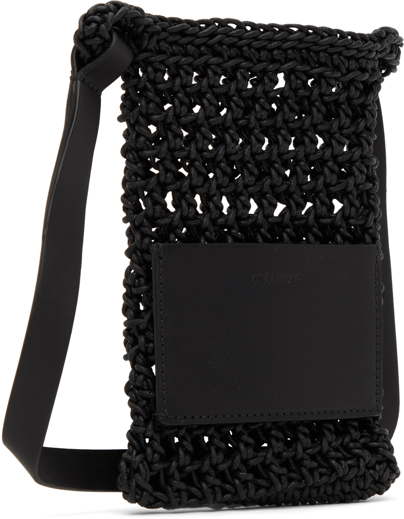 Jil Sander Black Net Passport Holder In 001 - Black
