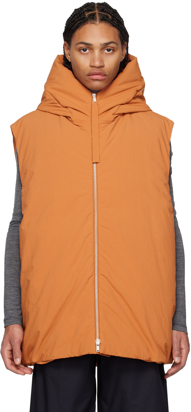 Jil Sander Orange Hooded Down Waistcoat In 633 - Light/pastel R